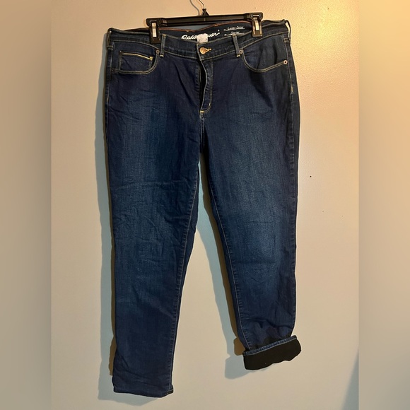 Eddie Bauer Fleece Lined Jeans Womens Size 16 - Picture 1 of 5